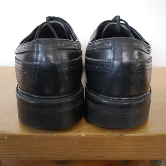 Vintage 1970s SEARS Genuine Black Leather Dress Wingtips Brogues Oxfords 9.5 43 main image 8